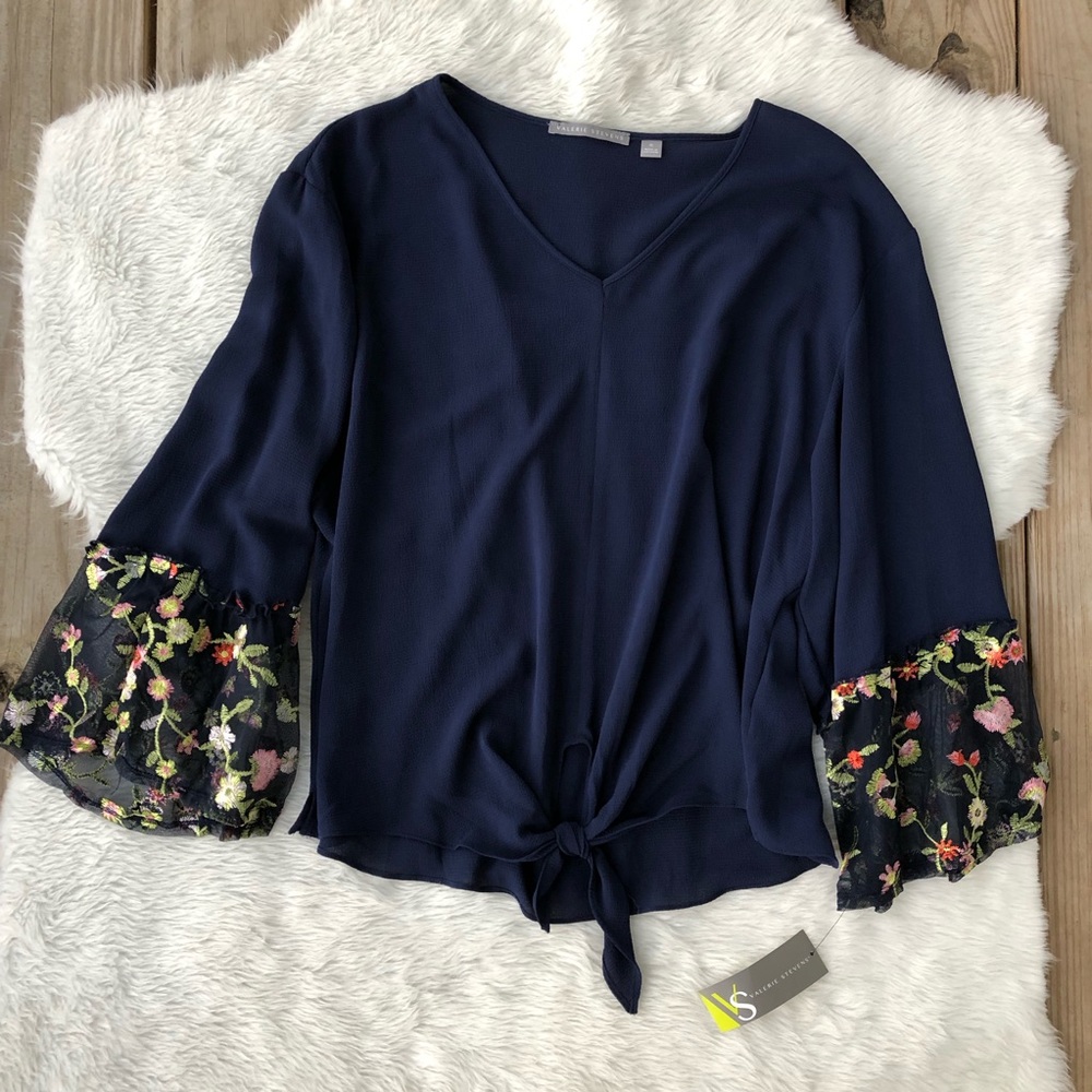 Navy Floral Blouse